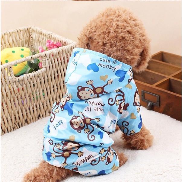 犬レインコート つなぎレインコート ドッグウェア ペット用品 ペットウェア ペット服 カッパ 小型犬 ドッグウェア 犬用ウェア 可愛い 猿柄