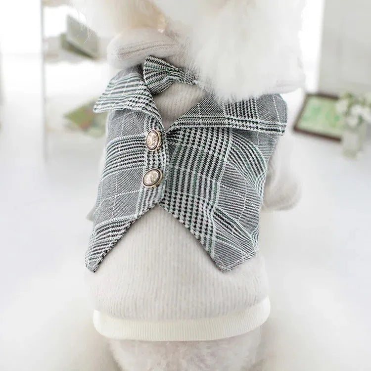 犬服ペット犬冬カレッジスタイルスーツ猫スカートテディビションプードル冬服新品！