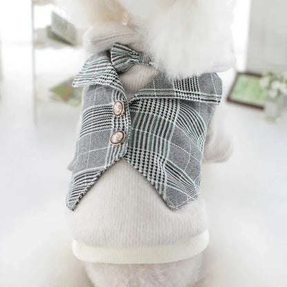 犬服ペット犬冬カレッジスタイルスーツ猫スカートテディビションプードル冬服新品！