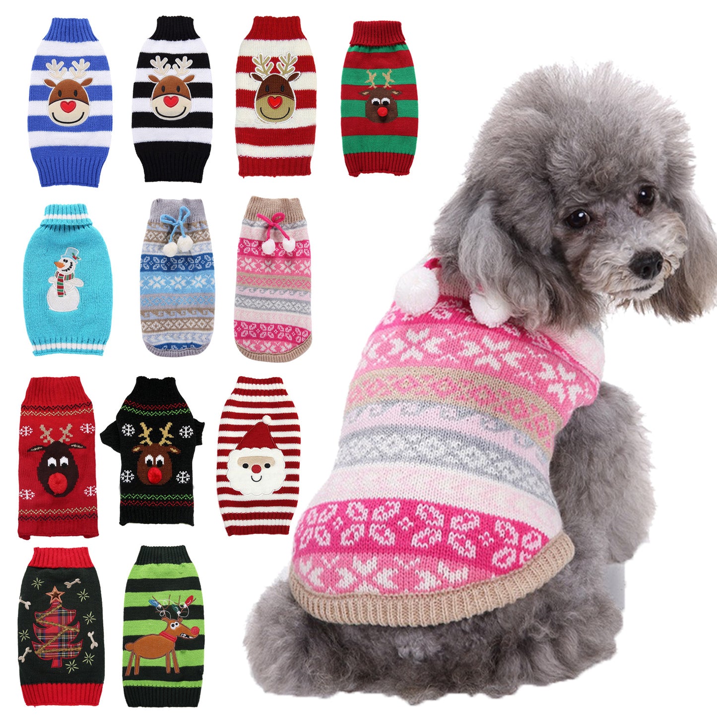 人气新作ペット服 中小型犬VIPテディニューファーザークリスマスペットニットジャンパー犬の服 ペット服