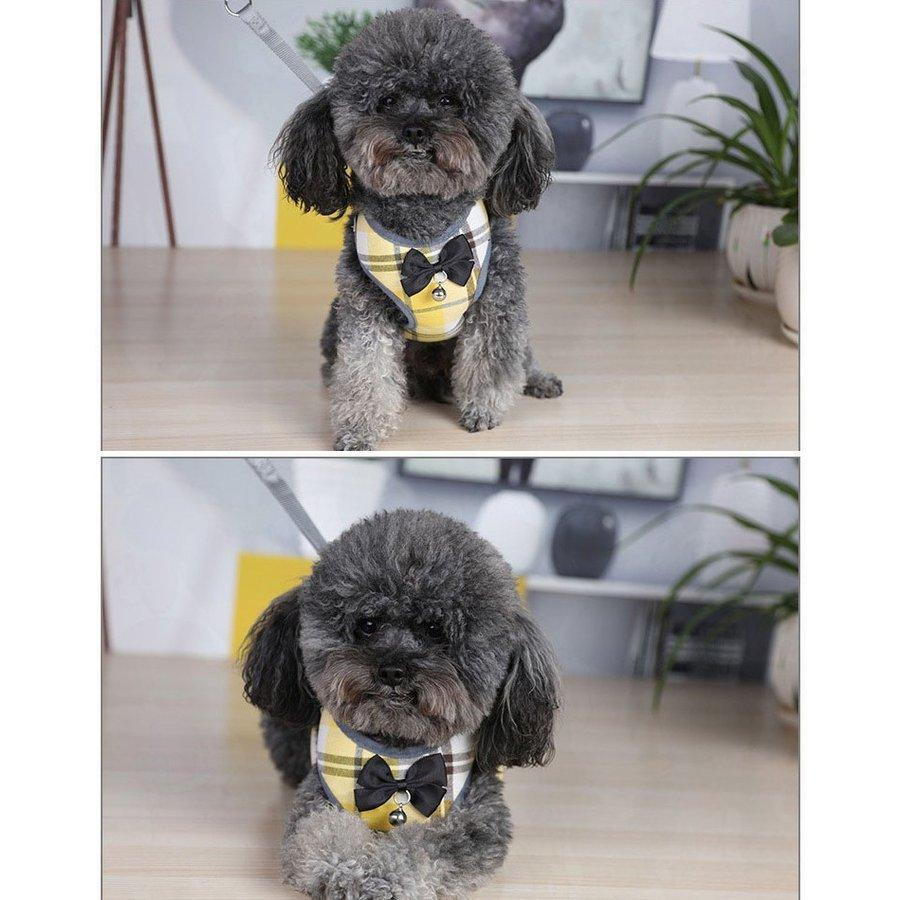 犬ハーネスハーネスリードセットリード小型犬用中型犬用犬用リボンサイズ調整可蝶ネクタイチェック柄首輪ワンちゃんペット