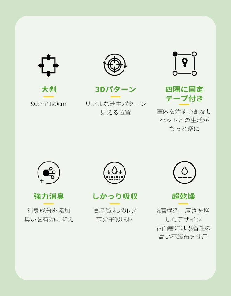 ペットシーツ 厚型 芝生柄入り レギュラー 320枚/ワイド 160枚/スーパーワイド 80枚/大判 40枚 トイレシート 犬 猫 ペットシート おしっこシート 瞬間吸水 逆戻り防止 ペット用