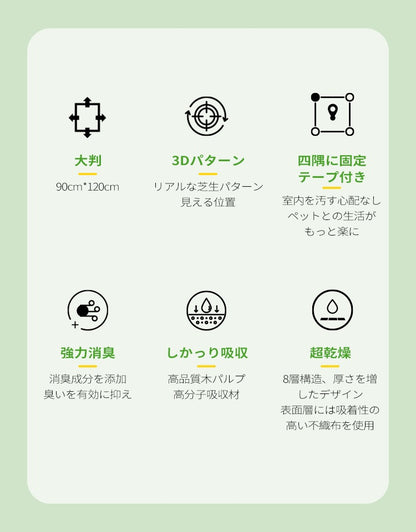 ペットシーツ 厚型 芝生柄入り レギュラー 320枚/ワイド 160枚/スーパーワイド 80枚/大判 40枚 トイレシート 犬 猫 ペットシート おしっこシート 瞬間吸水 逆戻り防止 ペット用