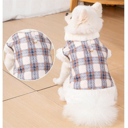 人気商品超目玉 犬服 ペットウェア 犬の服 厚手 Dカン付き チェック柄 ドッグウェア ペット用品 可愛い 暖かい 秋冬春 裏ボア 防寒 モコモコ ふわふわ 散歩