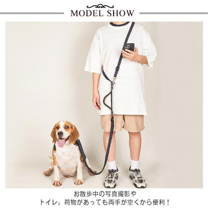 犬 ショルダーリード リード 大型犬 迷子防止 脱走防止 肩掛け リード ハンズフリー ハーネス ダブル 外れ ない 防止 中型犬 ハンズフリー 大型犬 2頭引き ダブルリード 犬用シートベルト 車載