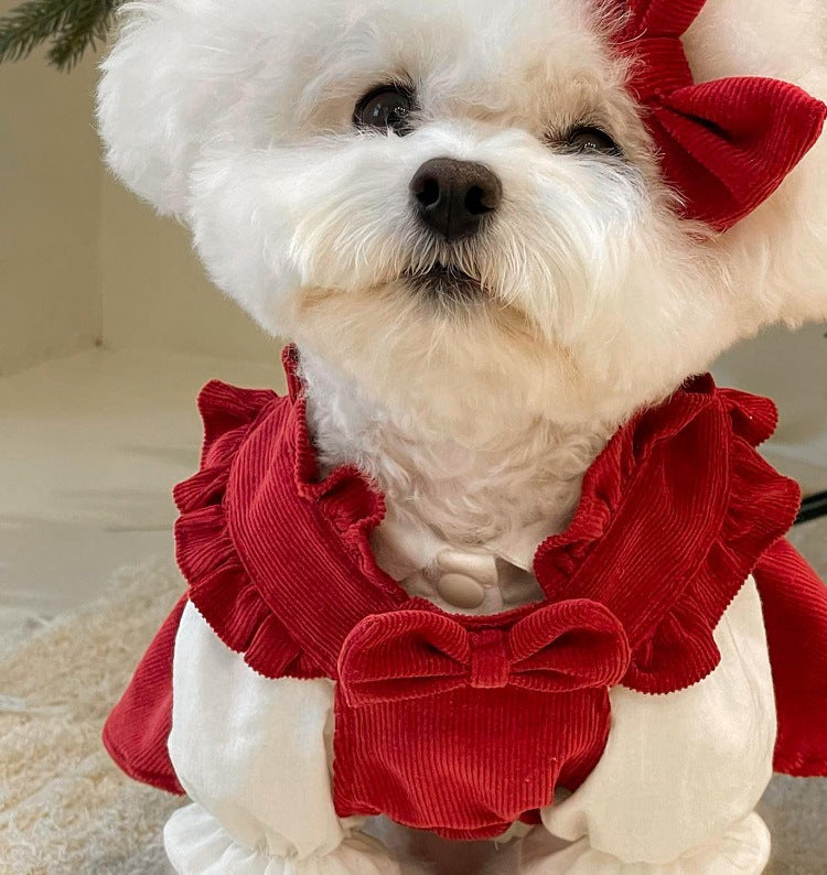 ペット服 クリスマススカート秋冬小型犬ペット猫服