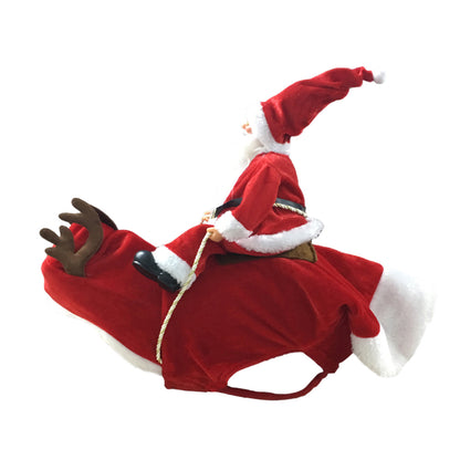 ペット犬クリスマス衣装サンタ乗馬スーツクリスマスペット服鹿乗馬スーツペットクリスマス用品