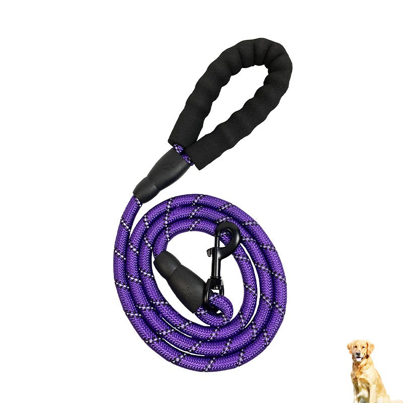 ペット用品犬の鎖犬の鎖犬の鎖大型および中型犬用の快適なハンドル用の反射マルチカラーラウンドロープ