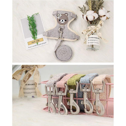 新商品プロモーション，数量限定 ペット用品 ハーネスとリード２点セット 犬用 猫用 犬猫兼用 全６色 素材ポリエステル綿混紡 麻　リード長さ110cmリード幅Sサイズ1cm Mサイズ1ペット用品 ハ