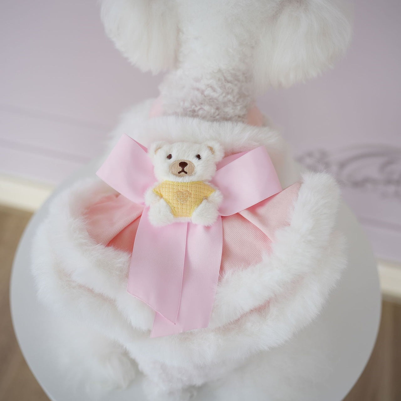 犬服ペット犬服秋冬新作ファーボーダースリングベアドレステディビションコーギー服