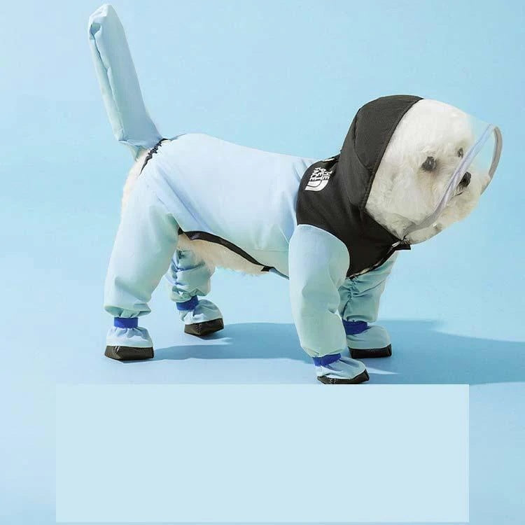 犬 レインコート ドッグウェア 犬用 犬服 防水ウェア 4本足 梅雨対策 雨具 ワンちゃん 服 リード穴有り 調整ベルク カッパ フード付き 脱着簡単
