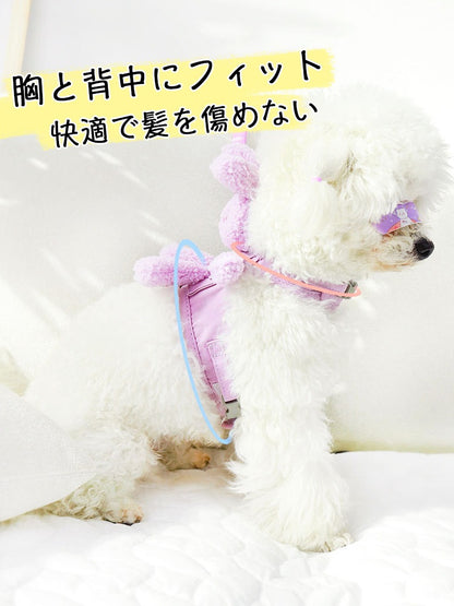 可愛い犬服のポコウサギのぬいぐるみ犬服 カラー3色 犬服 ハーネス 一体型 リード ハーネス調整可能 着やすい 散歩 子犬 猫用ペット用品 小動物用 落ちない 安全素材で作り お散歩