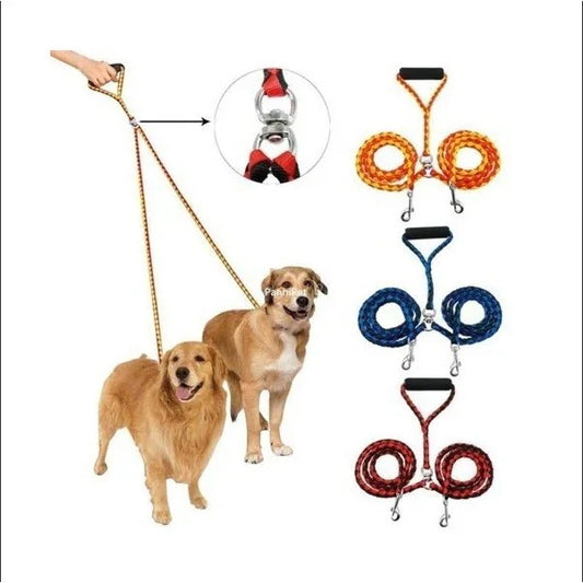 犬用リード 散歩用 2匹 二頭引き 絡まない 電話しながら散歩 楽 メール便対応
