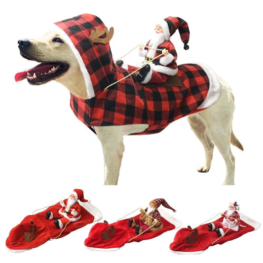 ペット犬クリスマス衣装サンタ乗馬スーツクリスマスペット服鹿乗馬スーツペットクリスマス用品