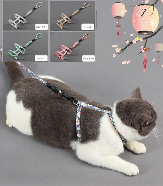 おしゃれペット犬用Y型猫用工型工ハーネスリードセット犬猫用一体型散歩ハーネスリードねこ用ネコ用