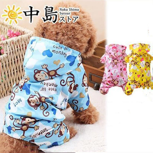 犬レインコート つなぎレインコート ドッグウェア ペット用品 ペットウェア ペット服 カッパ 小型犬 ドッグウェア 犬用ウェア 可愛い 猿柄