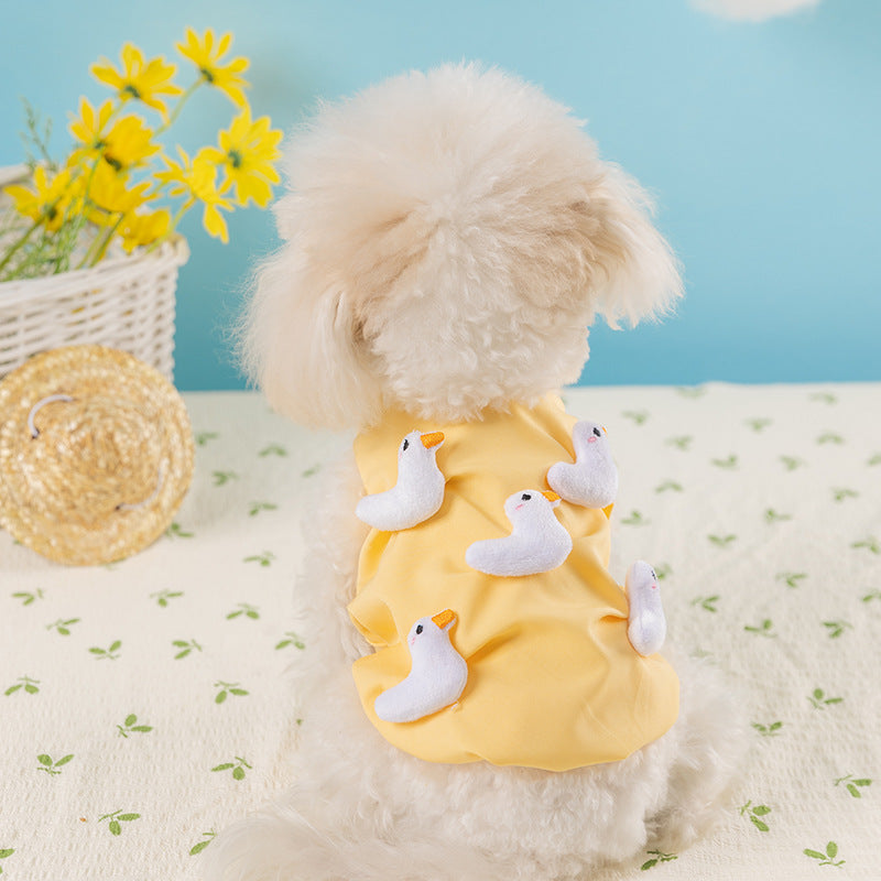 犬 洋服 2025春夏犬服キュービックダックドレス薄い猫ペット服