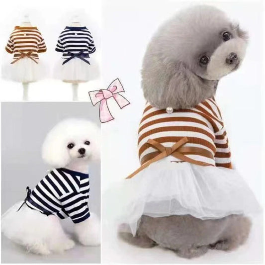 新作登場 ぺット 服 安い 犬 春 夏 秋 ボーダー 柄 ワンピース かわいい 可愛い ハイブランド 猫 ドッグ ウェア