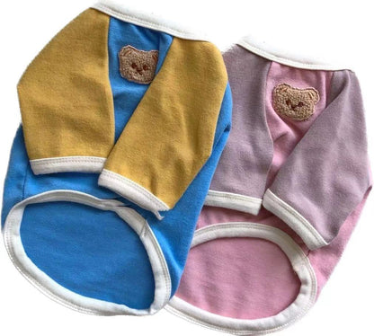 韓国 ペットウェア 新しい切り替えペット冬服 暖かいゆったりペットウェア シンプル中型犬服 可愛い