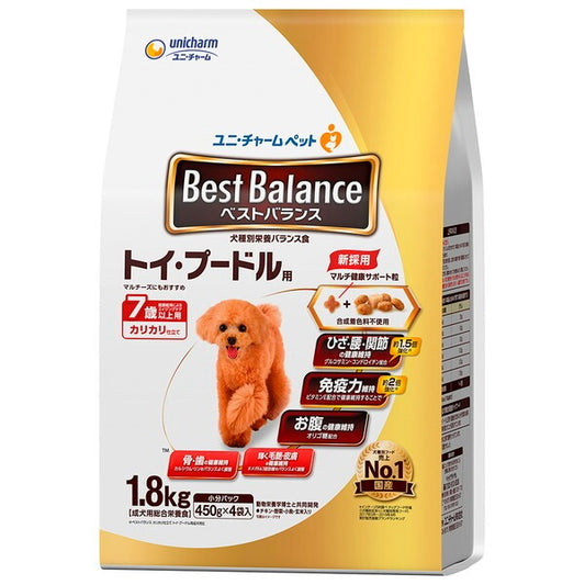 <a href="https://www.qoo10.jp/gmkt.inc/Search/brand.aspx?brandno=18151" target="_blank" class="title_brand" id="btn_brand" title="ユニ・チャーム">ユニ・チャーム</a>ベストバランス カリカリ仕立て トイプードル用 7歳以上用 1.8kg