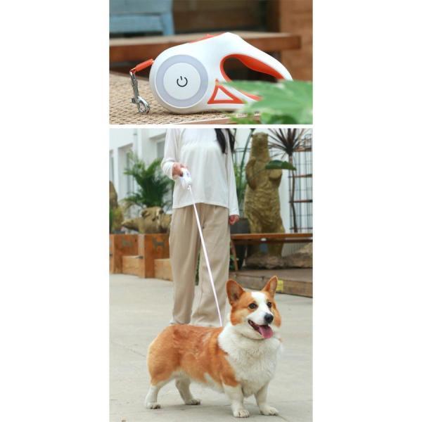 5m 電池別売り 小型犬 単4 散歩 伸縮 電池式 長い ワンタッチ 夜間 犬用リード ロック機能付 中型犬 軽量 巻き取り ライト付き リード 光る
