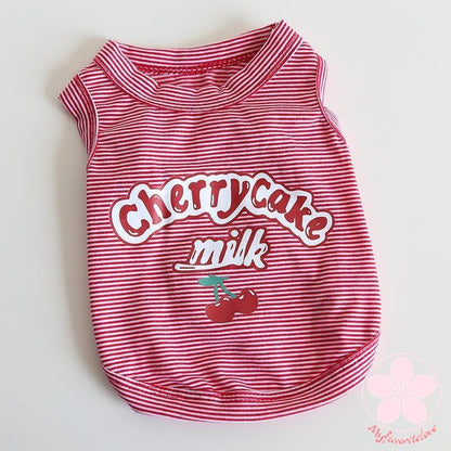 新入庫 ペット 服 安い 犬 春 夏 秋 さくらんぼ 柄 ボーダー タンクトップ ワンピース かわいい 可愛い ハイブランド 猫 ドッグウェア