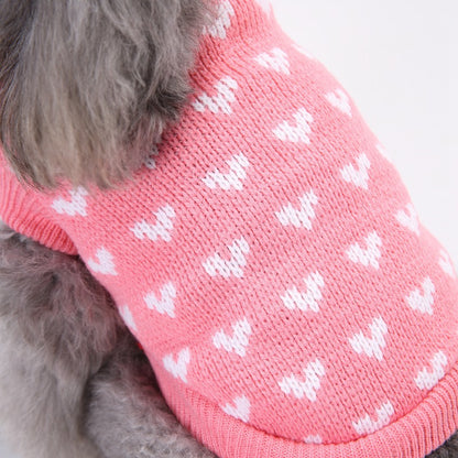 人気 可愛い ペット服 秋冬暖かいレッドピンクハート犬の服セータースカート休日クリスマス新年ペット服