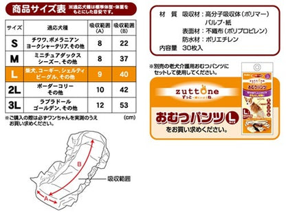 <a href="https://www.qoo10.jp/gmkt.inc/Search/brand.aspx?brandno=66334" target="_blank" class="title_brand" id="btn_brand" title="ペティオ">ペティオ</a>zuttone ずっとね 老犬介護用 おむつパッド L シーツ おむつパンツ 中型犬 15kg
