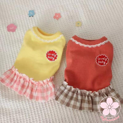 大人気 上品 ペット服 安い 犬 春 夏 秋 チェック タンクトップ ワンピース かわいい 可愛い ハイブランド 猫 ドッグウェア