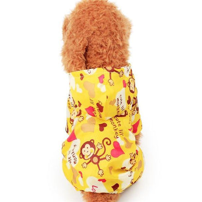 犬レインコート つなぎレインコート ドッグウェア ペット用品 ペットウェア ペット服 カッパ 小型犬 ドッグウェア 犬用ウェア 可愛い 猿柄