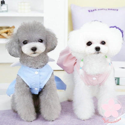 新作登場 ペット服 安い 犬 春 夏 秋 天使の羽 ワンピース フリル ウェアハーネス かわいい 可愛い 猫 ドッグウェア