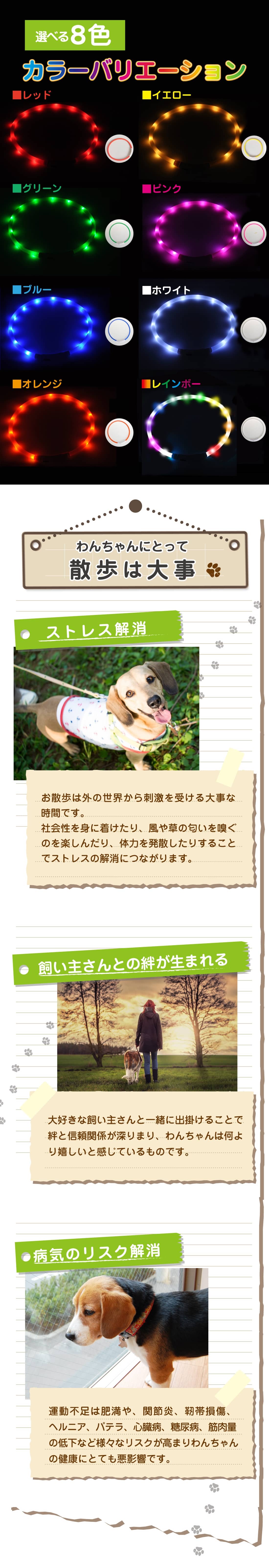 中型 猫 首輪 小型 ペット 大型 LED 充電式 光る 犬 ライト カラー