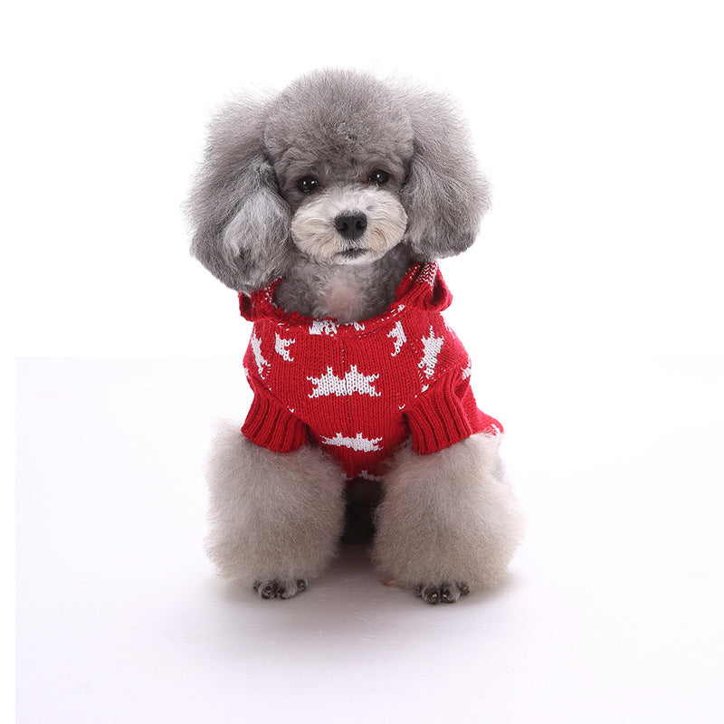 新作 ペットウェア 犬服クリスマス衣雪花セーターハロウィンペット服セーターヘラジカ衣犬セーター
