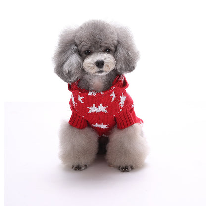 新作 ペットウェア 犬服クリスマス衣雪花セーターハロウィンペット服セーターヘラジカ衣犬セーター