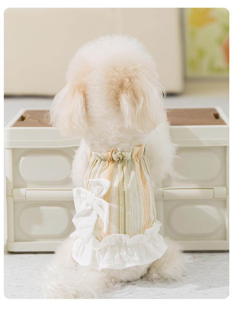 犬 洋服 2025新作犬服春夏ボーダー蝶結びキャミソール小型犬ペットドレス